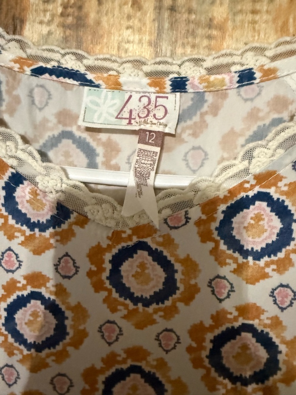 Matilda Jane Girls size 12 White & Navy Mixed-Print Casual Dress - Picture 2 of 5